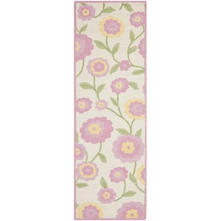 SAFAVIEH 2 ft. 3 in. x 7 ft. Runner Novelty Kids Ivory and Pink Hand Tufted Rug SFK355A-27